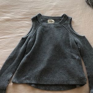 Grey Hollister Cut-Out Shoulder Sweater